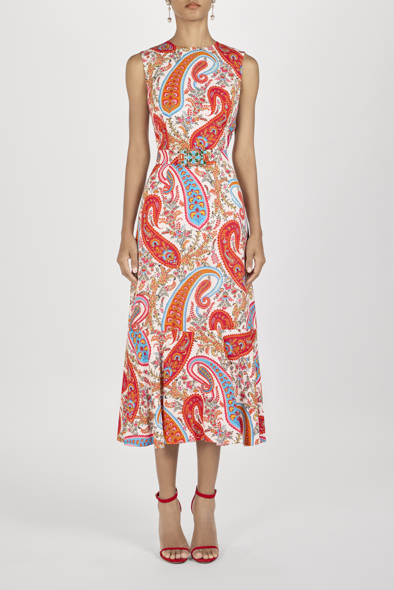 Paisley print midi dress