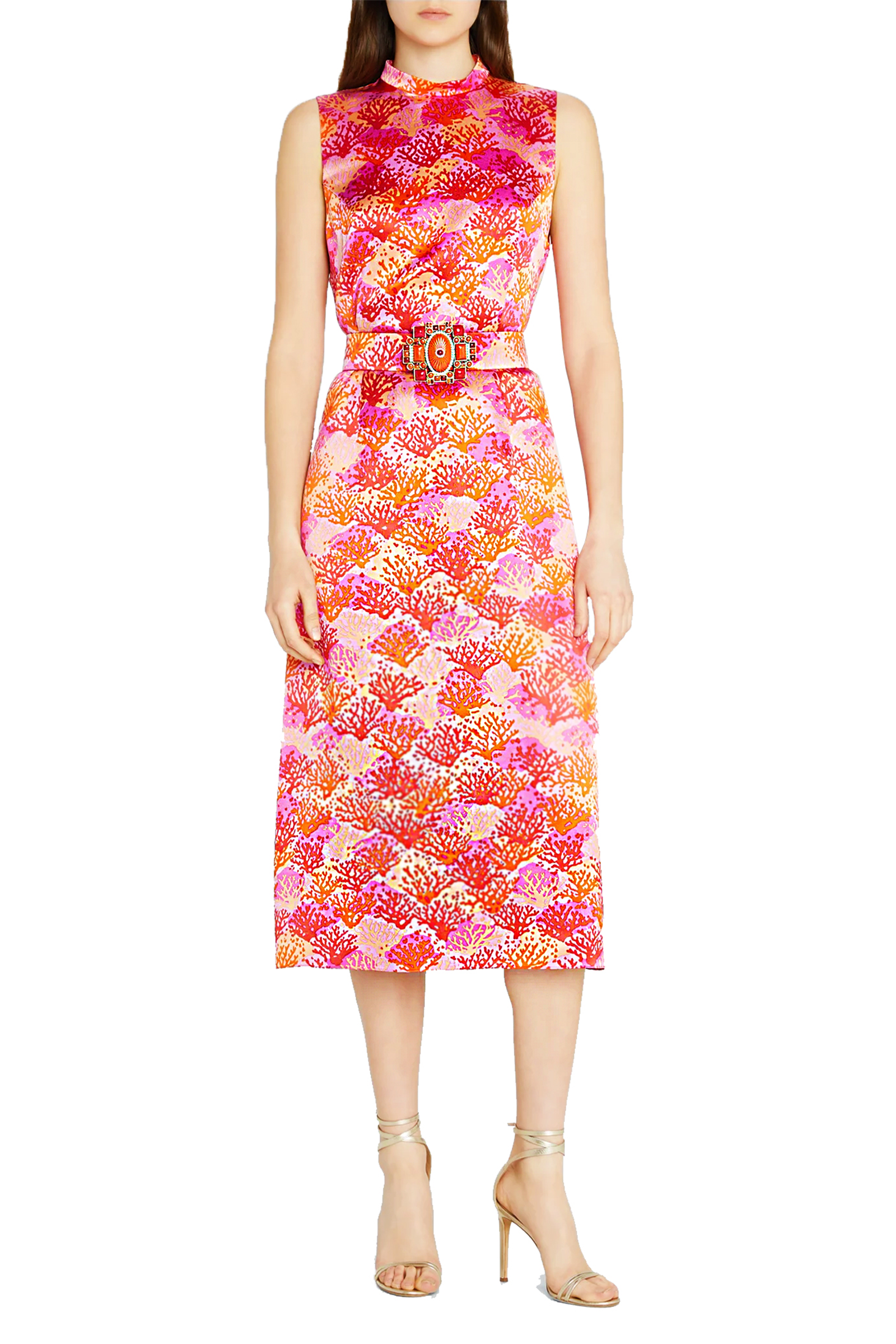 Multicolored coral-print dress