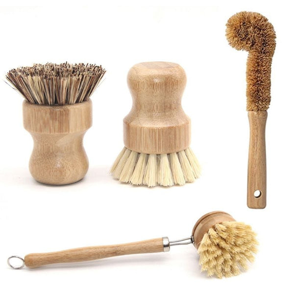 Image for bamboo plant based cleaning brushes, set of 4.