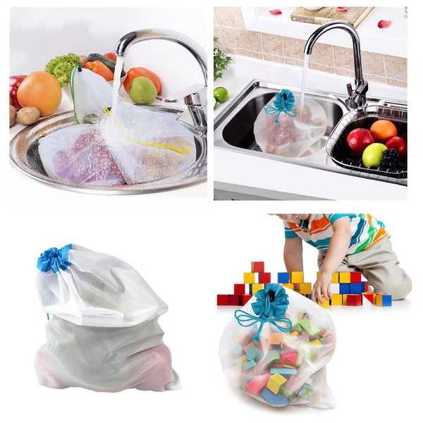 Image for 12 pack washable reusable grocery bags in mixed sizes.