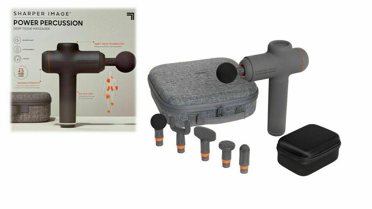 Sharper Image Power Percussion Deep Tissue Massager 6 Attachments 6 Speeds