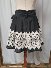 Load image into Gallery viewer, Forever New pleated black skirt with white lace. Size 12 (10)
