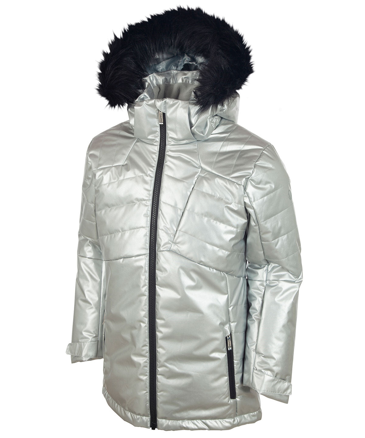 Topshop Sno funnel neck puffer ski jacket in metallic silver