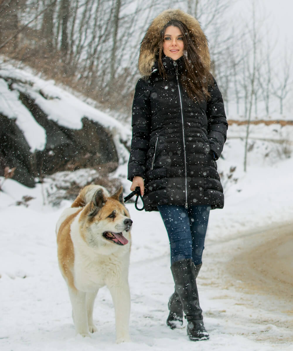 Women's Eva Waterproof Quilted 3/4 Coat With Removable Fur Ruff