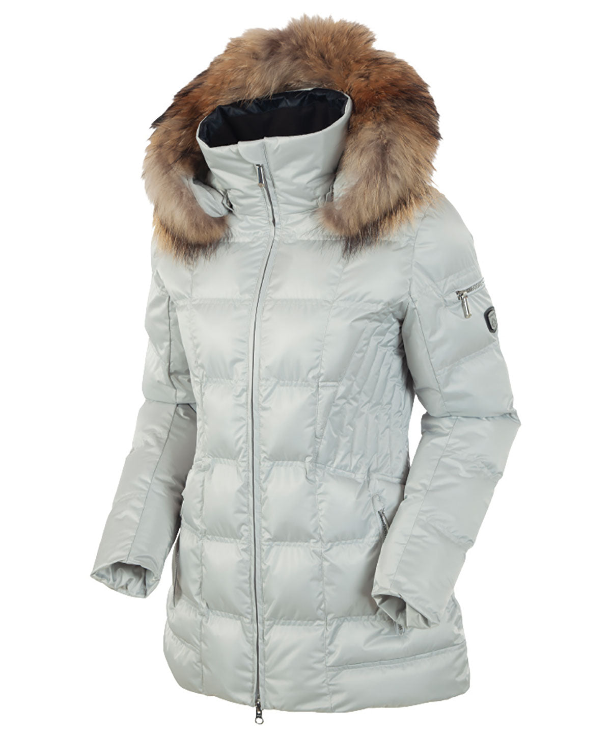 Women's Eva Waterproof Quilted 3/4 Coat With Removable Fur Ruff