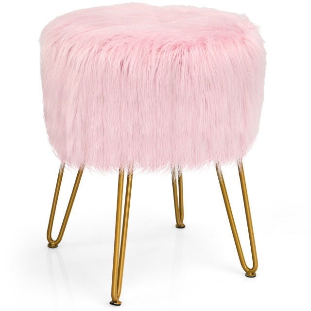 faux fur vanity stool