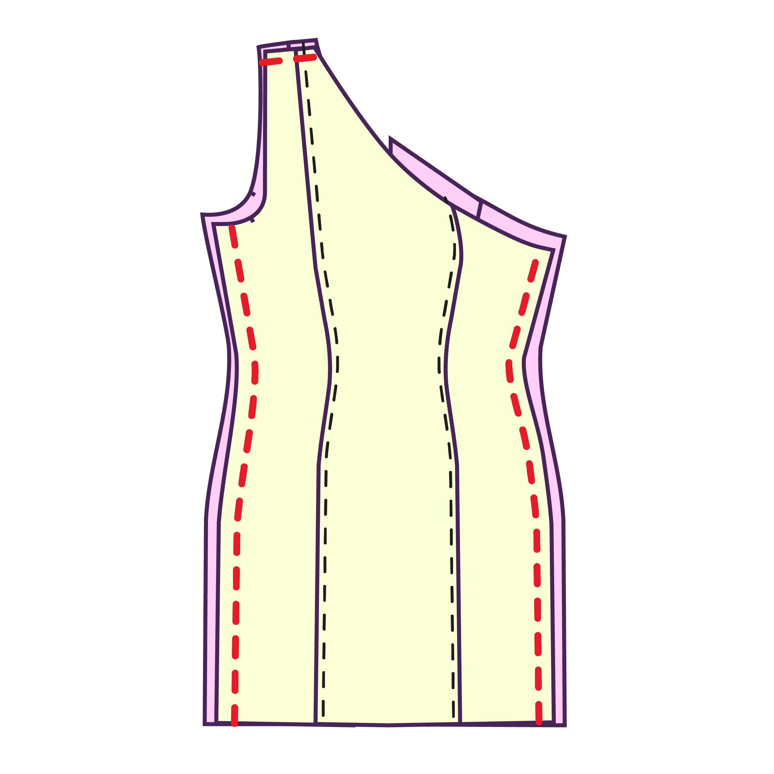 Step 6 How to sew a holiday asymmetric sleeve midi mini dress sewing pattern for drag queens