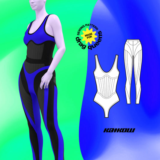 Stretch Colorblock Leggings Sewing Pattern (Sizes XS-4X) PDF – Katkow