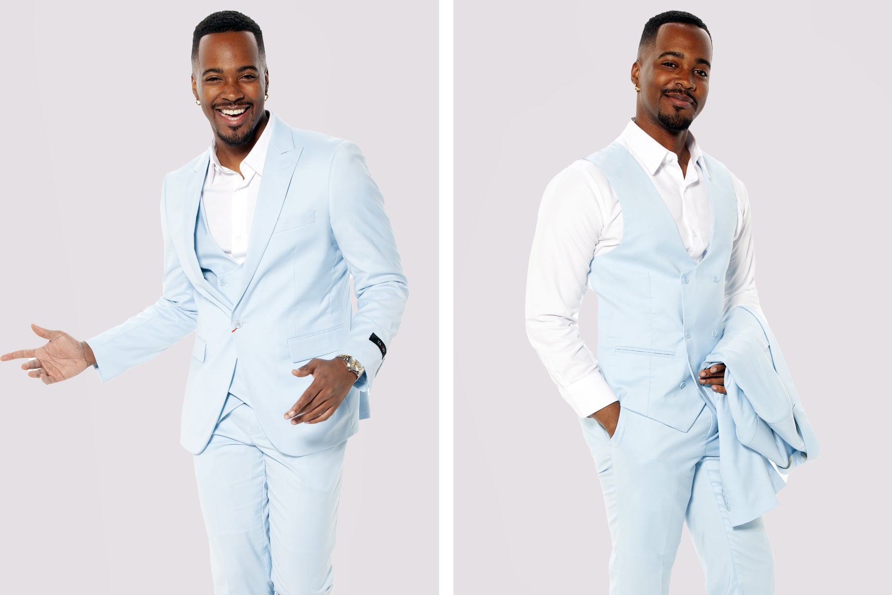 guy wearing light blue prom suit