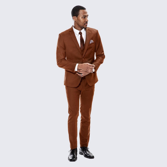 Slim Fit Suit 3 Piece Brown Modern Designer Wedding Party Wear Men's Suit  Set | eBay