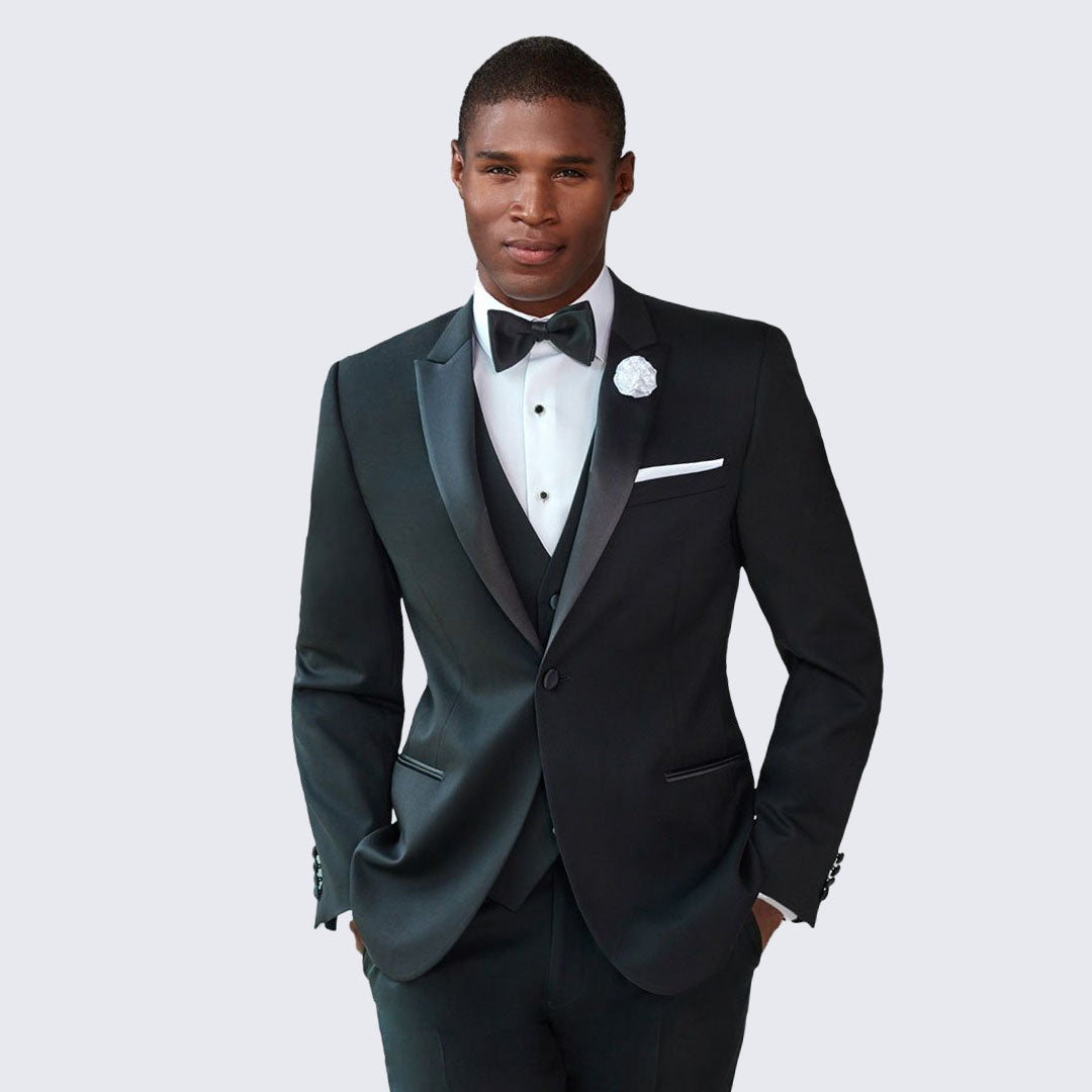 Slim Fit Tuxedo Black Peak Lapel One Button - Wedding | Perfect Tux