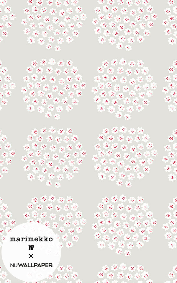 はがせる シール 壁紙 marimekko × NU WALLPAPER / Grey Puketti / MKS4496 | 輸入壁紙専門店  WALPA – 