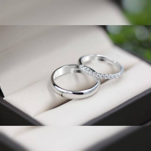 Radiant Stone Adjustable 925 Sterling Silver Couple Rings