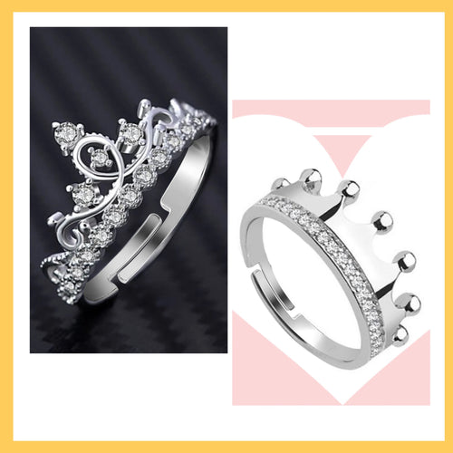 PARAS KORS Wedding Rings for Couples Silver Matching Promise Ring Sets for  Men and Women Engagement Love Rings Size Adjustable Couple Rings for  Him/Her Jewelry Set Original Design (Crown) | Amazon.com