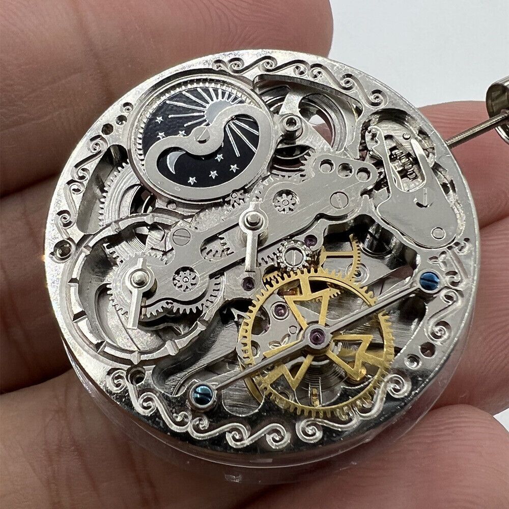 Dual Time Zone Hollow Mechanical Movement - Innovative Double Mainspring Design 