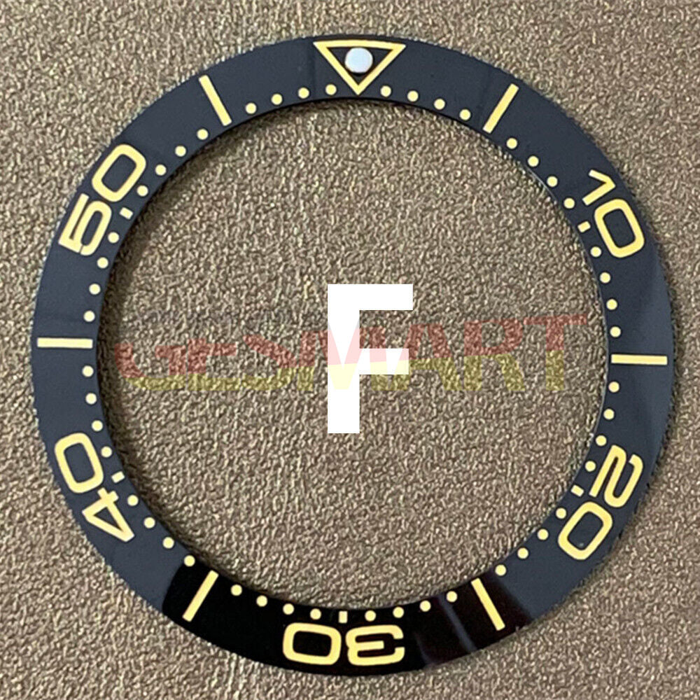 Black Ceramic Watch Bezel Insert - Bold Yellow Font Upgrade 