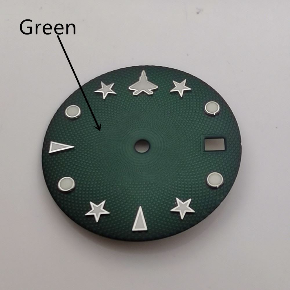 Green Luminous 29mm Watch Dial for NH35 NH36 Movement Men's Style Watches 