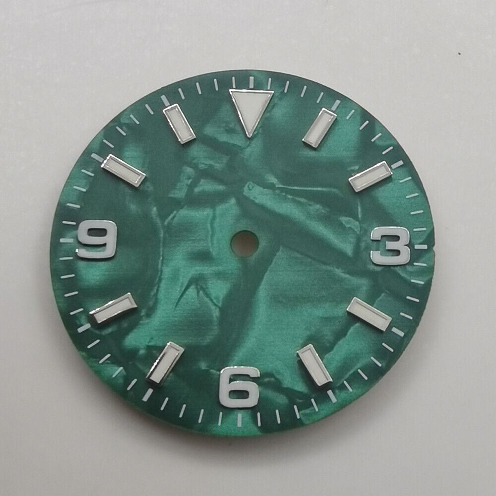 Stunning 29mm Green Luminous Natural Shell Watch Dial for NH35 Movement 