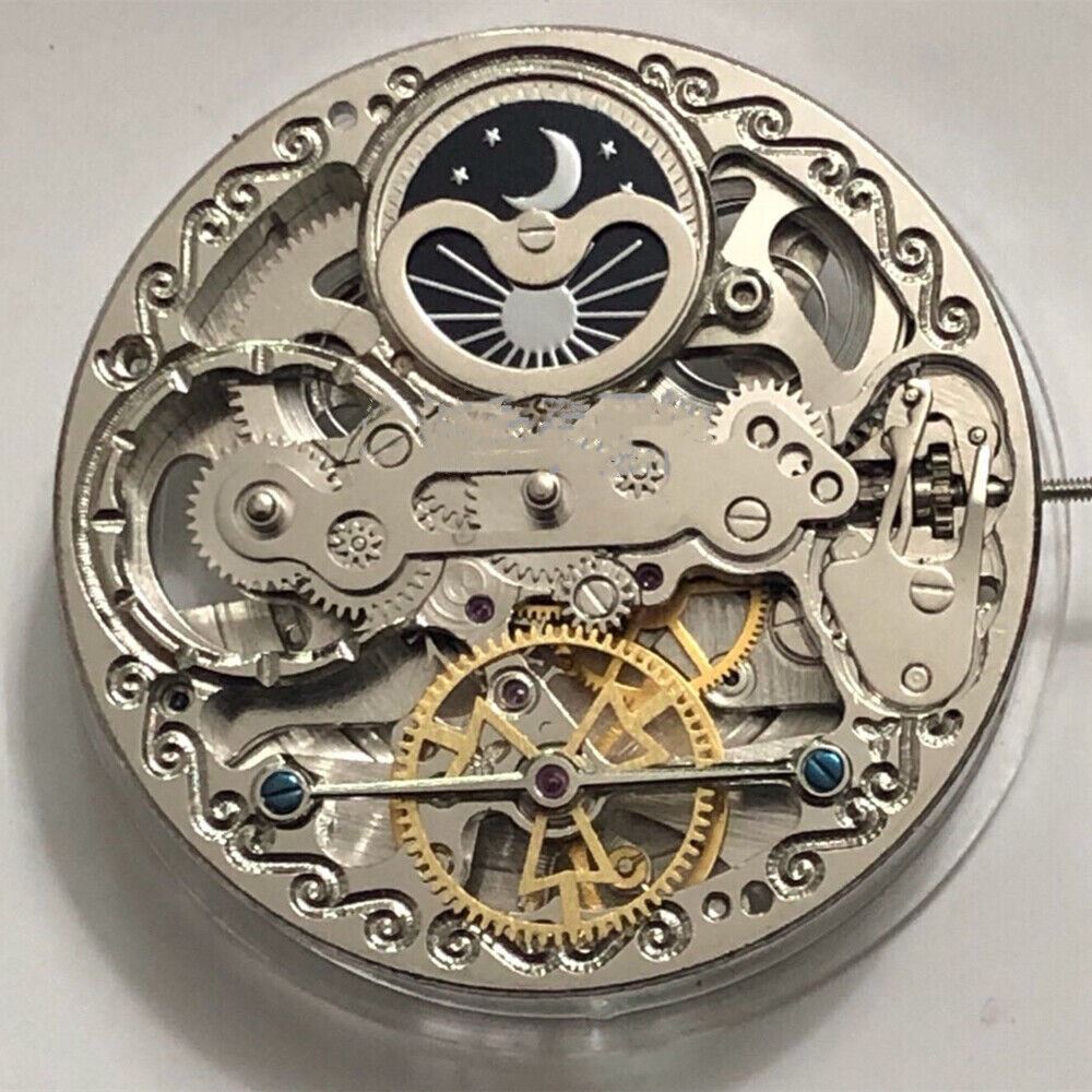 Dual Mainspring Hollow Mechanical Movement - Dual Time Zone Luxury Watch 