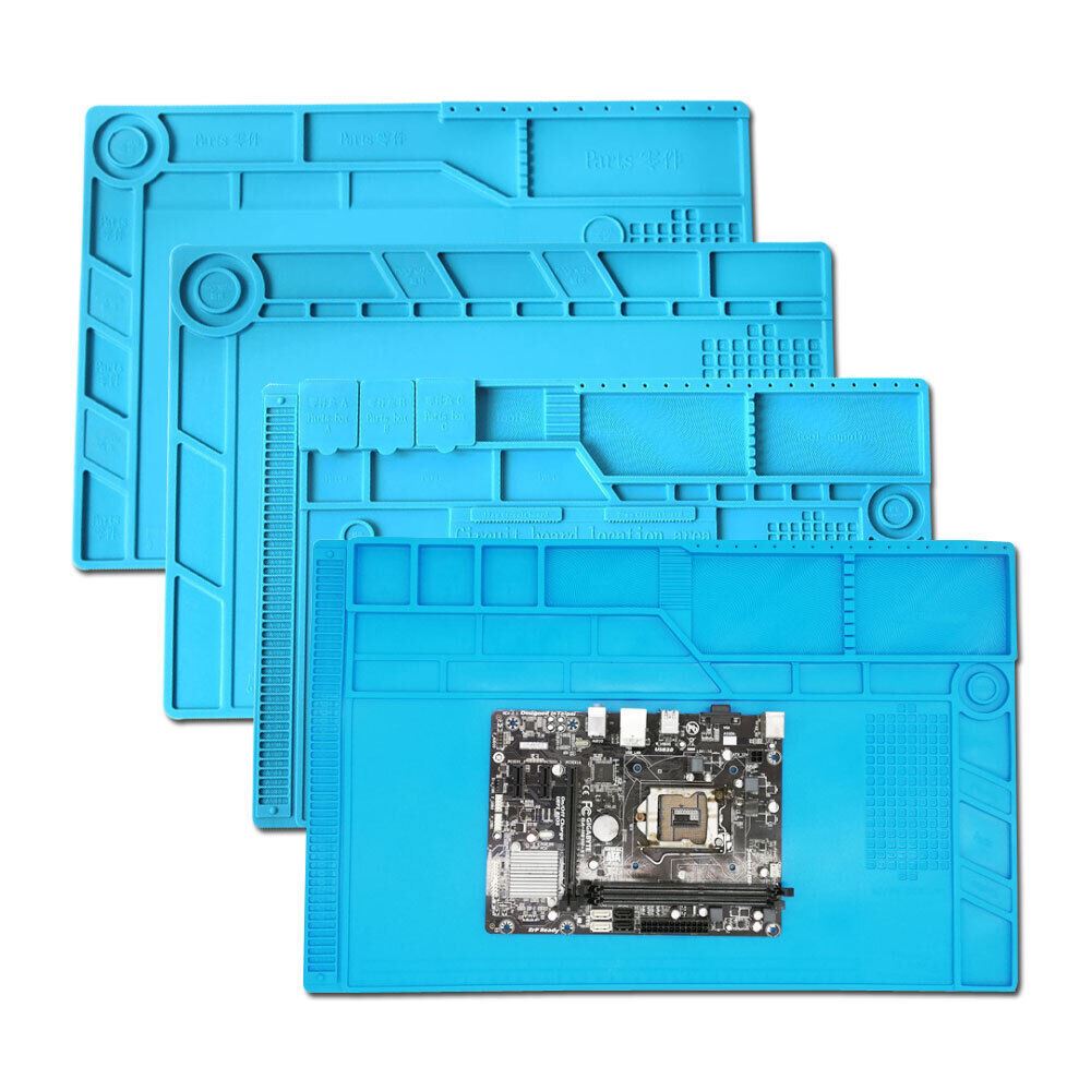 Heat-Resistant Silicone Soldering Mat with Screw Positioning and Accessory Slots 