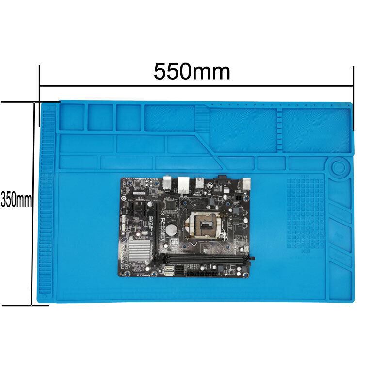 Heat-Resistant Silicone Soldering Mat with Screw Positioning and Accessory Slots 