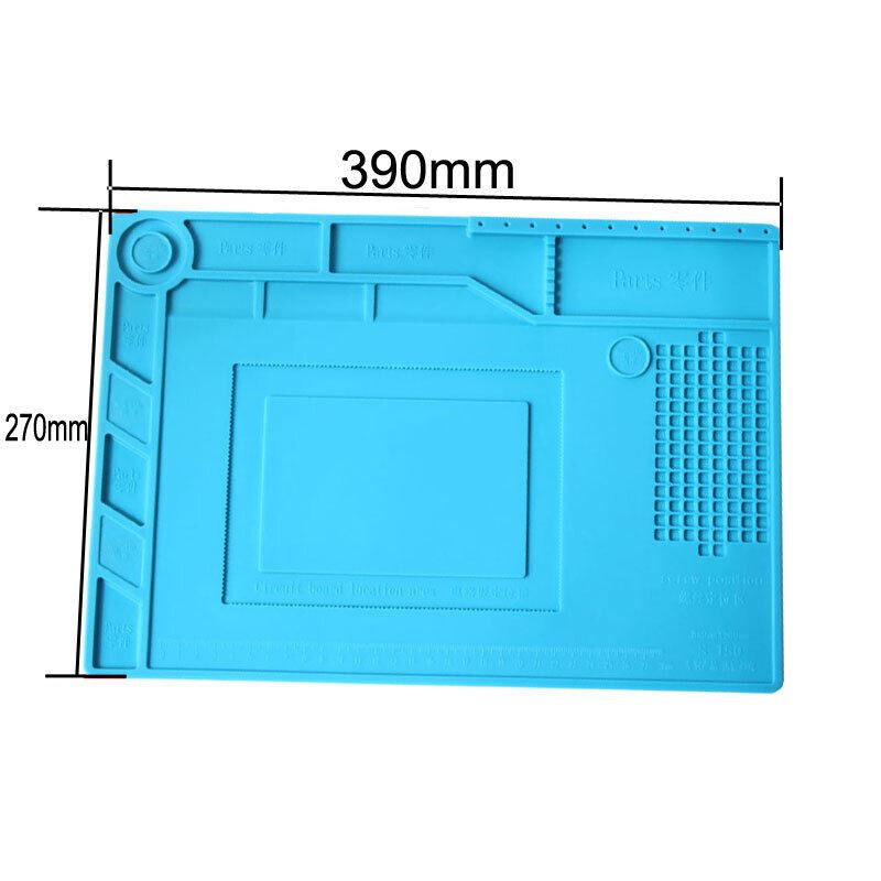 Heat-Resistant Silicone Soldering Mat with Screw Positioning and Accessory Slots 