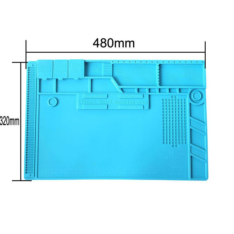 Heat-Resistant Silicone Soldering Mat with Screw Positioning and Accessory Slots 