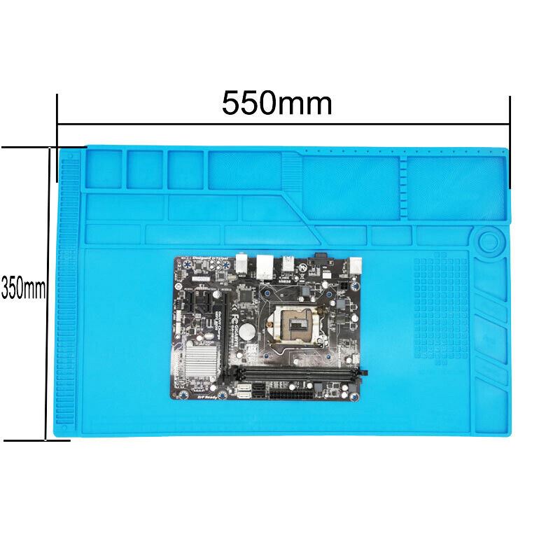 Heat-Resistant Silicone Soldering Mat with Screw Positioning and Accessory Slots 