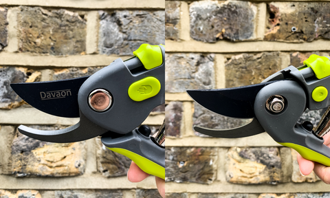 front and back view of a bypass pruner