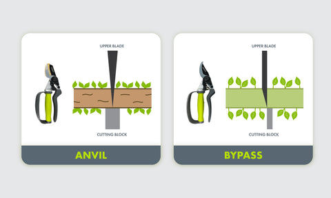 graphic explaining the difference between anvil and bypass pruners