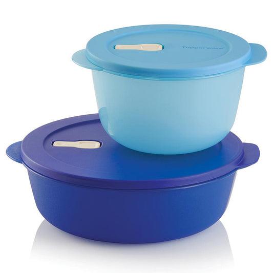 Tupperware CrystalWave Microwave 3.5 Cup Round Container Cristal Flash teal