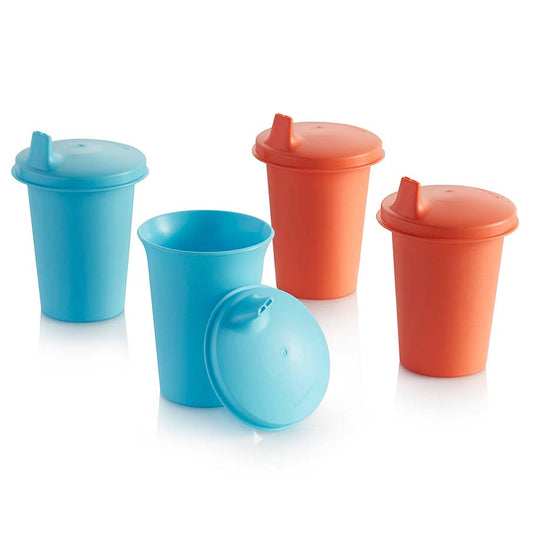 Tupperware Brand Tupperkids Feeding Set - Bacio, Tropical Water & Margarita  Colors - Includes Divided Dish & Sip 'N Care Sippy Cup