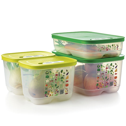Tupperware Triple Fridge Stackable Container Set Teal #5102 Cheese