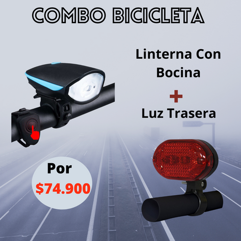 Combo Linterna con bocina y Luz trasera para bicicleta – Ferreteros  Colombianos