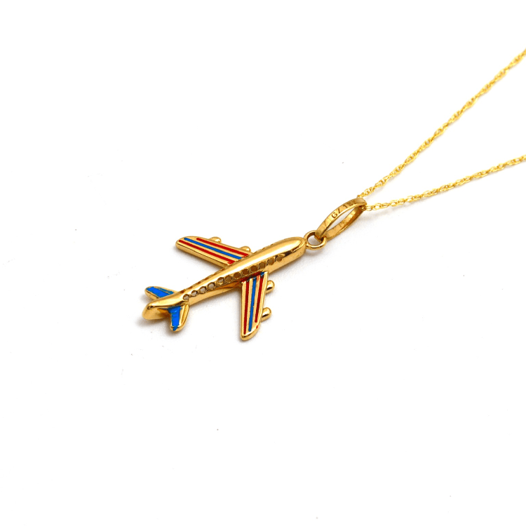 Real Gold Airplane Necklace 2561 CWP 1775 – Gold Zone Jewelry