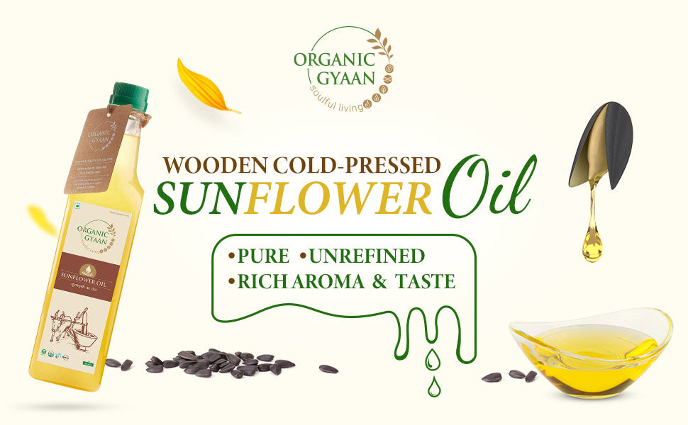 Wooden Cold Pressed Sunflower Oil - Organic Gyaan