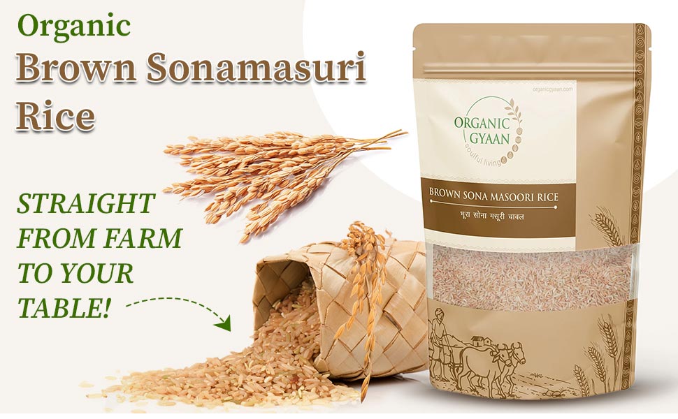 Organic brown sonamasuri rice from farm