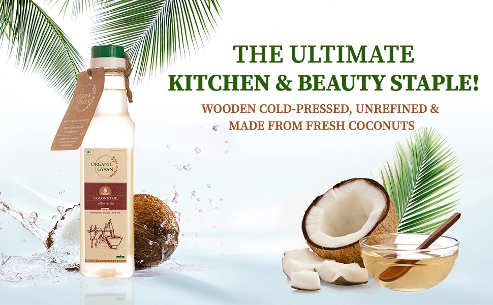 Kitchen and beauty staple coconut oil - wooden Cold Pressed