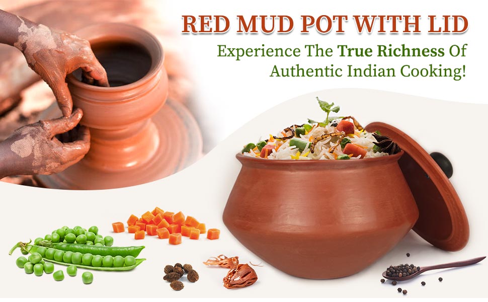 Authentic indian cooking in red mud pot