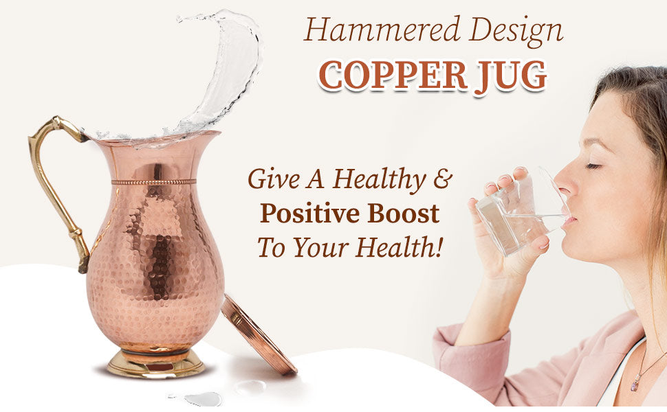 Hammered design copper jug