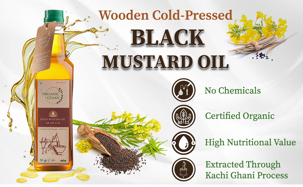 Certified organic sarso oil / black mustard oil - wooden cold Pressed