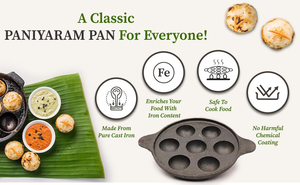 classic cast iron panniyaram pan