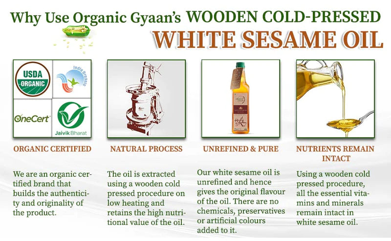 Certified organic white sesame oil