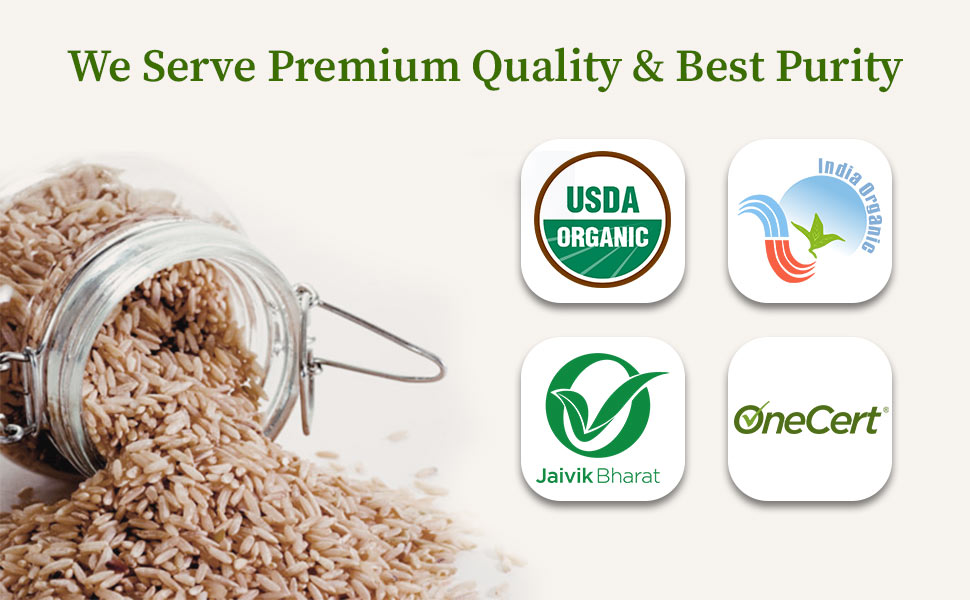 Certified organic brown sonamasuri rice