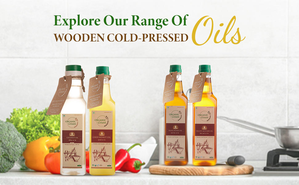 Range of wooden cold pressed oil
