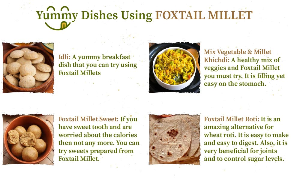 Variety of delicious foxtail millet dishes