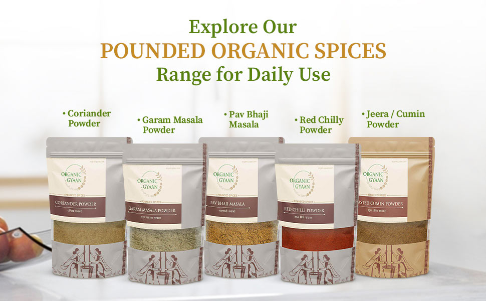 Range of pounded organic spices