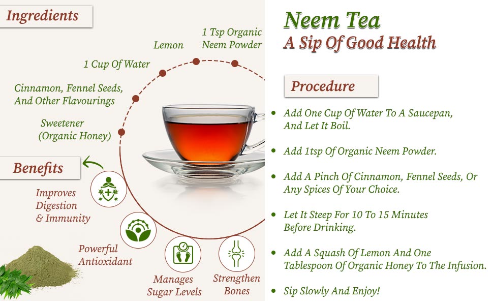 Neem leaf powder tea for wellness