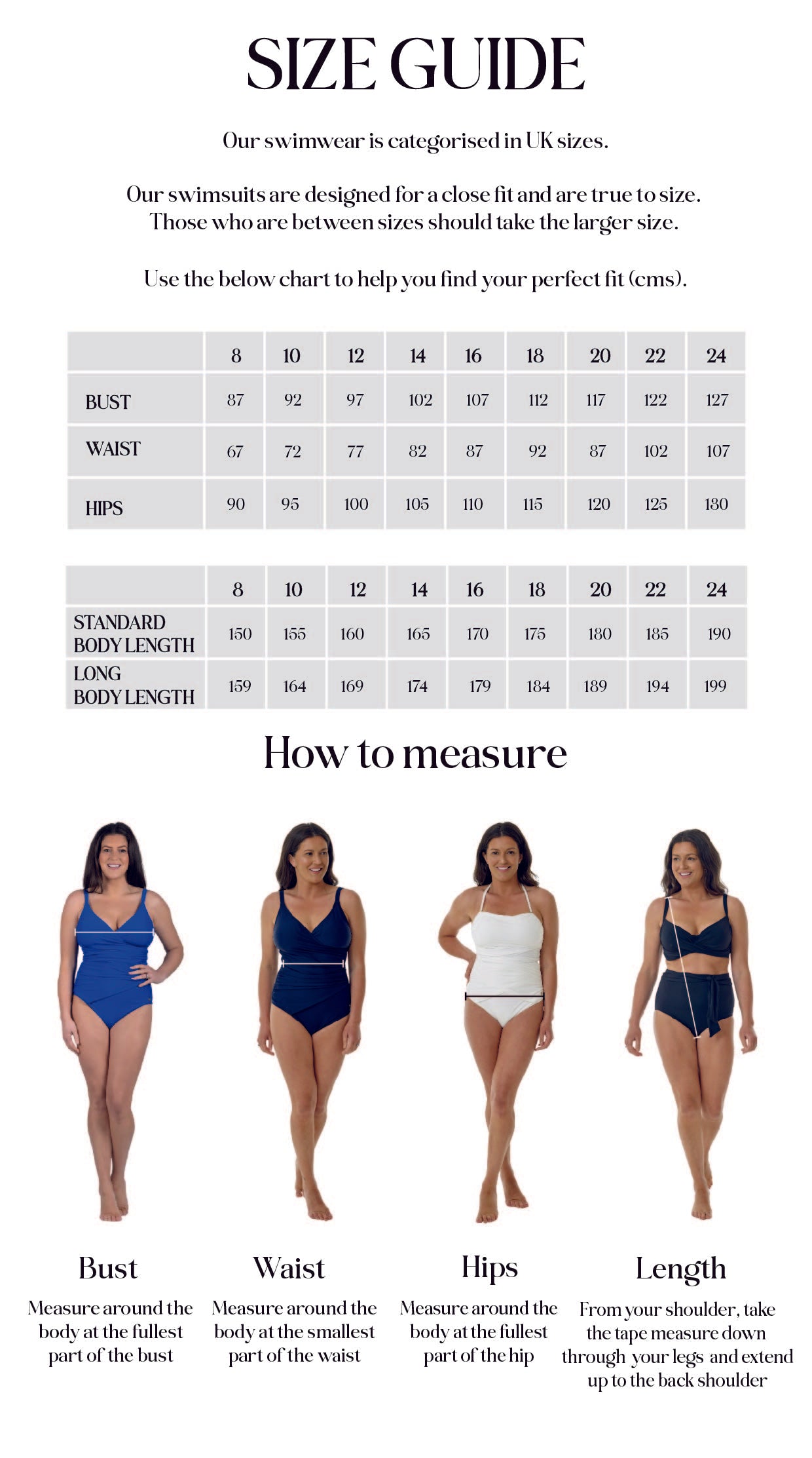 Size Guide – Seaspray Swimwear