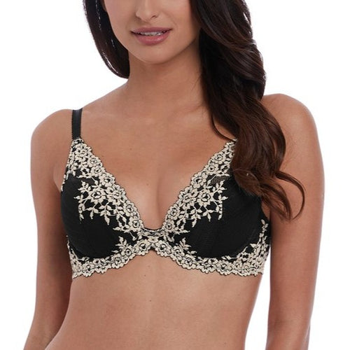 Wacoal Embrace Lace Plunge Bra - Smoke/Crystal Pink